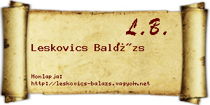 Leskovics Balázs névjegykártya