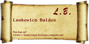 Leskovics Balázs névjegykártya